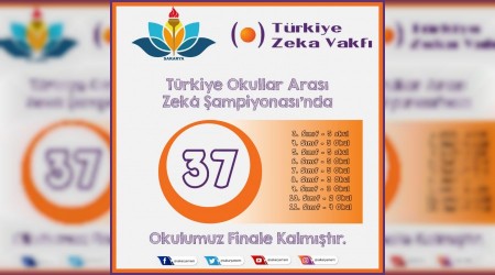 T�rkiye Zek� Oyunlar� �ampiyonas�'nda 37 Okulumuz Finale Kald�.
