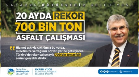 20 ayda 700 bin ton asfalt