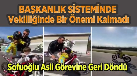 Kenan Sofuoğlu çocuğuna motosiklet sürdürdü.