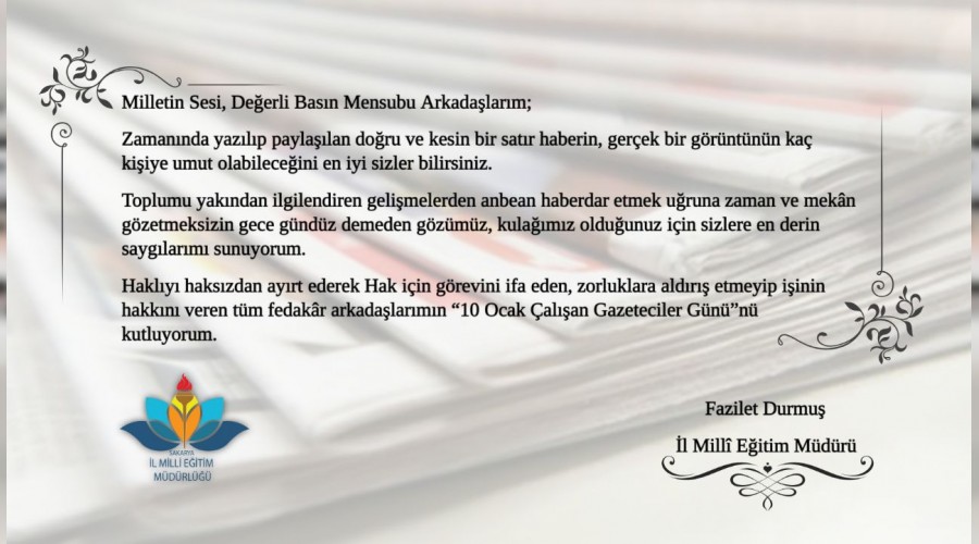 Durmutan alan Gazeteciler Gn Mesaj